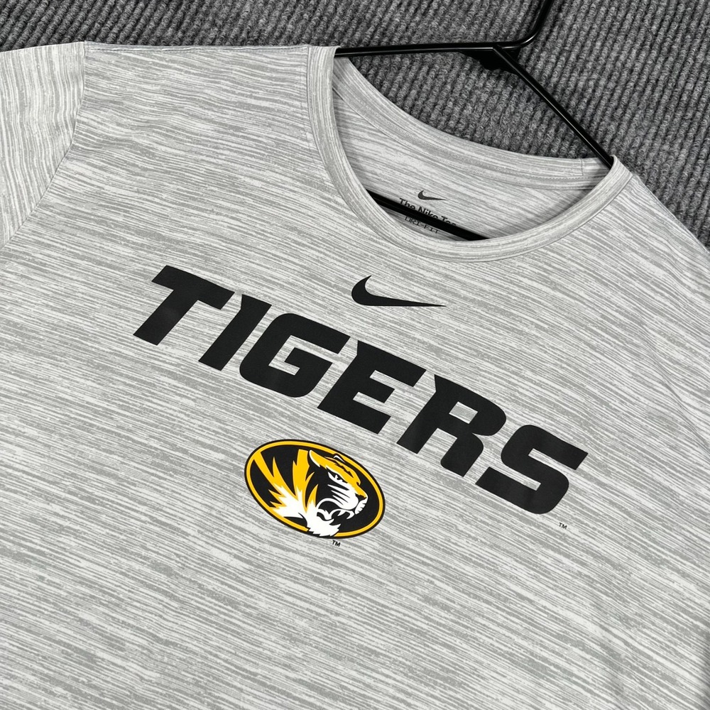Missouri Tigers Mizzou Shirt Mens 2XL XXL Gray Short Sleeve Nike SEC NCAA